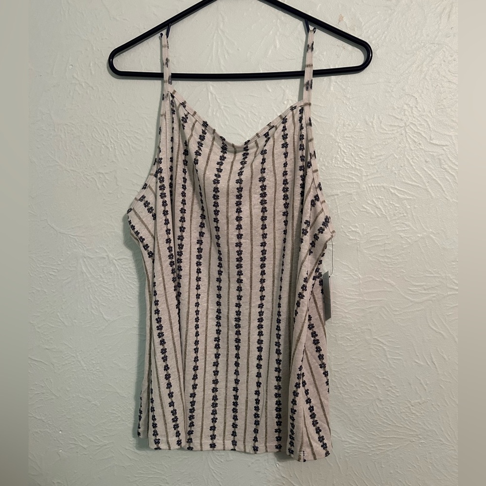 Sonoma Floral Stripe Racer Tank NWT